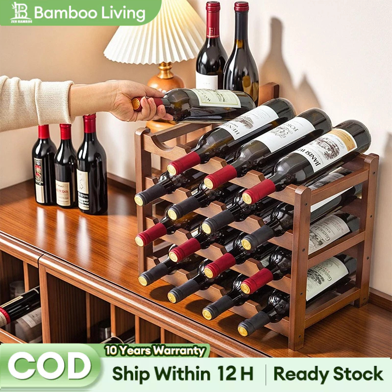 【On Hand】Bamboo Red Wine Rack Organizer Wood 6/9/16 Bottles Small ...
