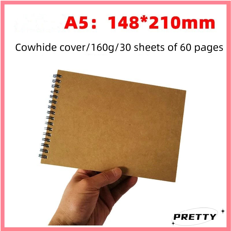 Double Spring Sketch Book Big A4/A5/8K/16K Kraft Blank Sketch Pad with ...