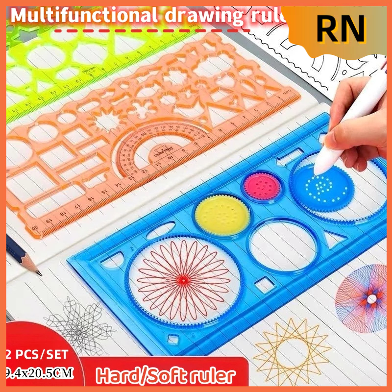 2 in 1 Design Ruler Drawing Template Ruler Soft Plastic Lenticular ...
