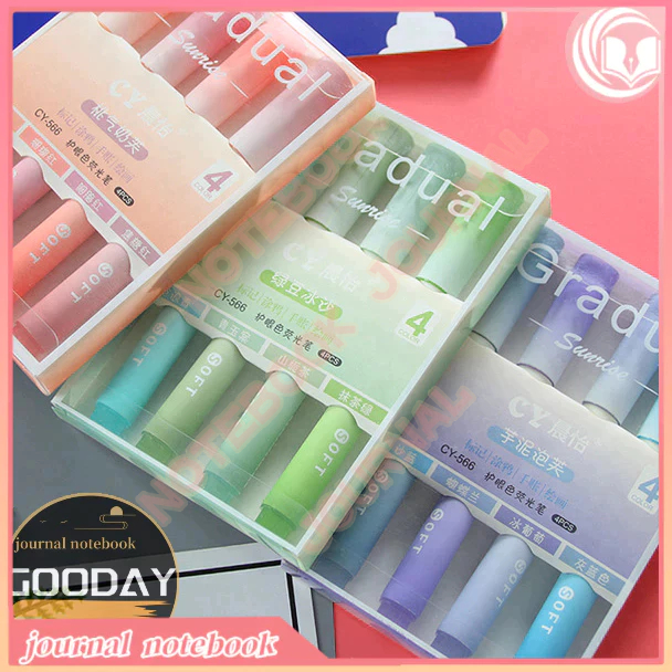 4PCS Candy Color Gradient Highlighters Lager capacity highlighter ...