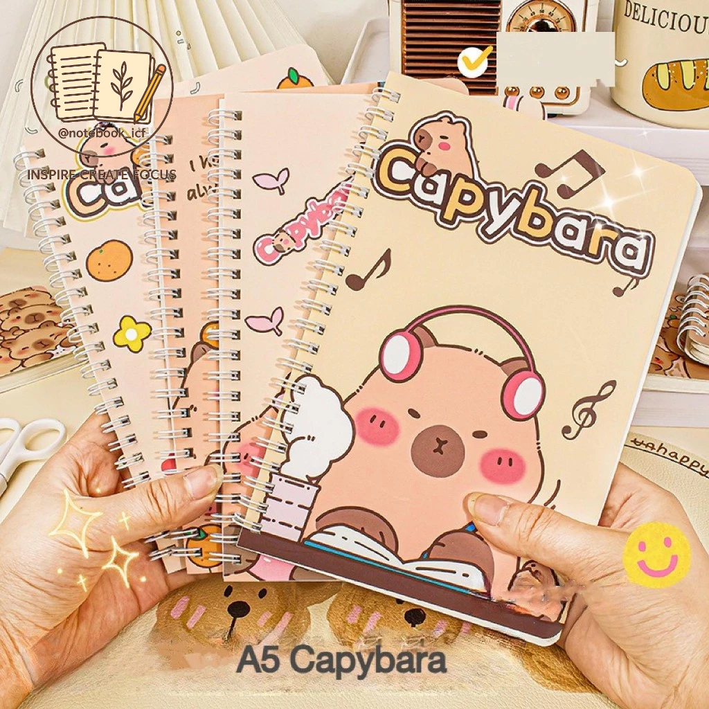 Capybara - Cute cartoon coil notebook small notepad student diary ...