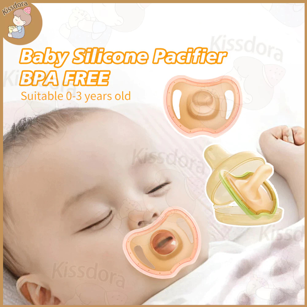 Kissdora Baby Silicone Pacifier With Case Teether Flat Pacifier for ...
