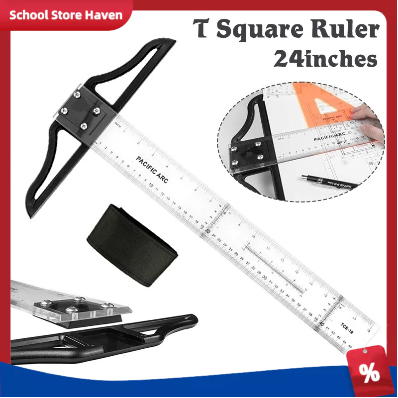 45/60/70/80cm Plastic T Square Acrylic Graduated Ruler Drafting ...