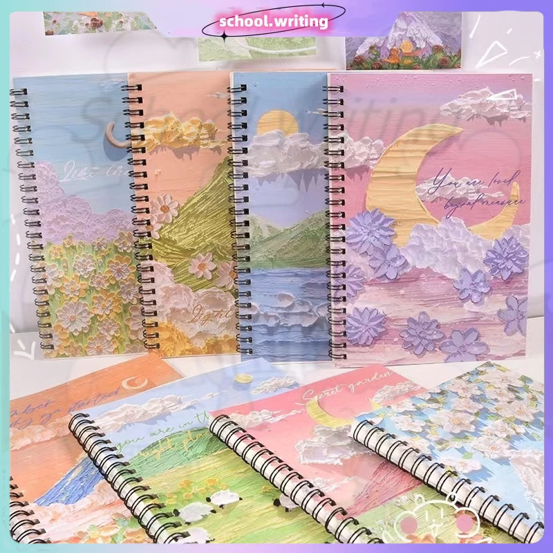 A5 A7 Oil Painting Coil Notepad Flip Spiral Notebook INS Style ...