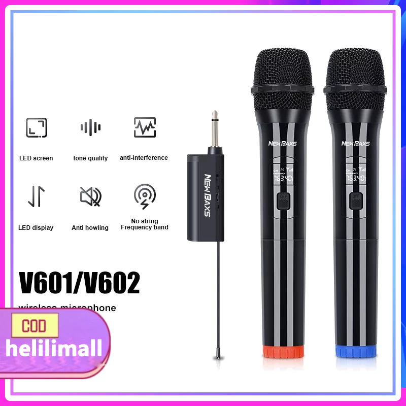 Microphone Wireless Bluetooth Dual Channel UHF Metal Handheld for ...