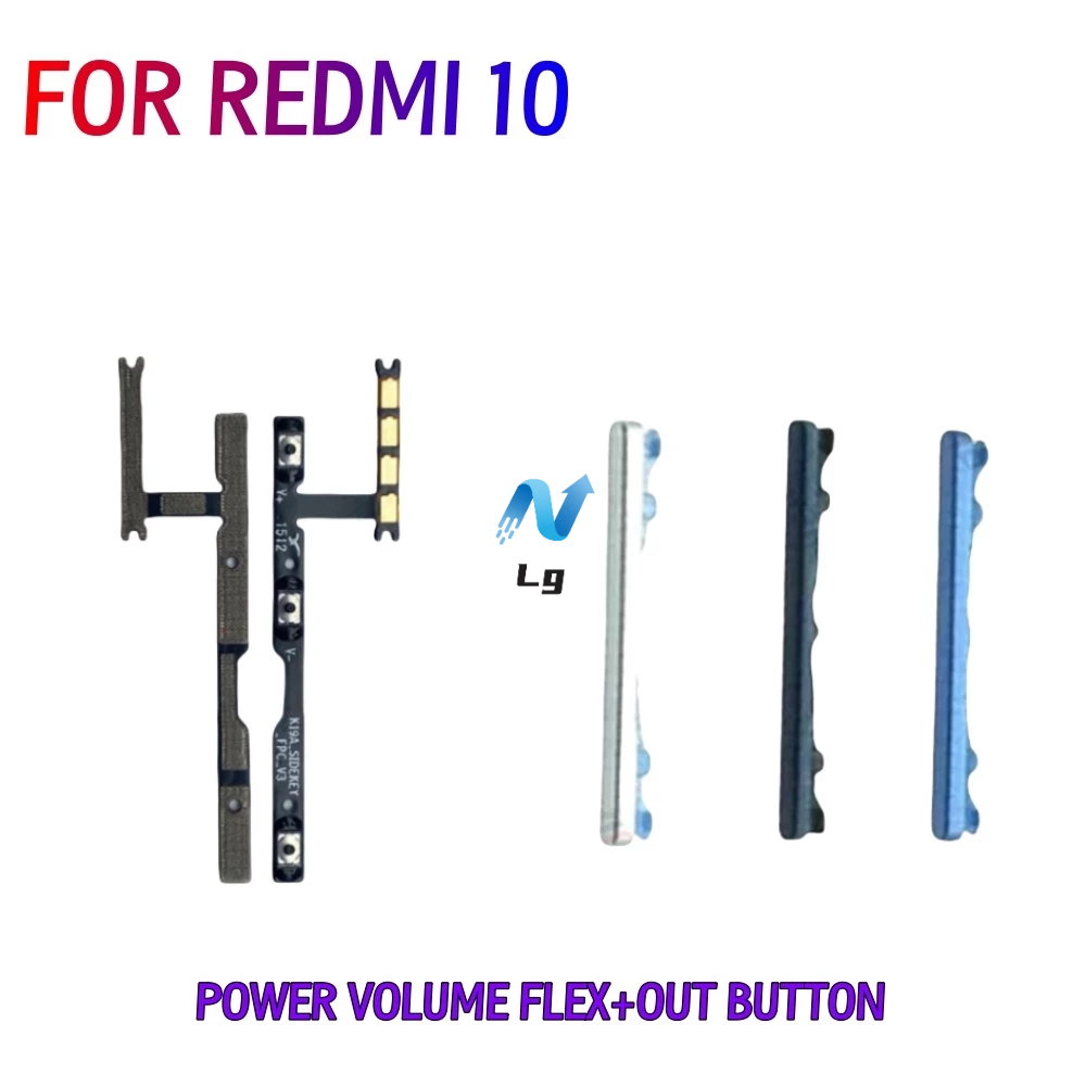 For Redmi 10 Power Switch On Off Button Volume control Key Button Flex ...