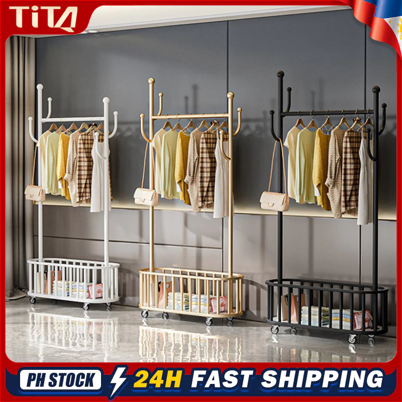 Movable Clothes Rack Nordic Light Luxury Home Room Coat Rack With ...