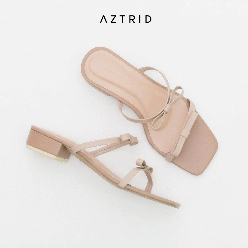 Aztrid Laurel Thong Sandals 1 Inch Block Heels for Women Comfy Slip On ...