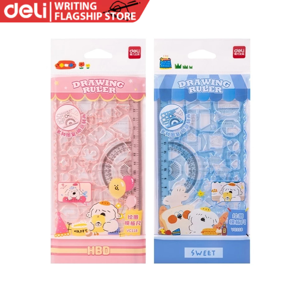 Deli 2 in 1 Lenticular Ruler Hollowed-Out Geometry Ruler Drawing ...
