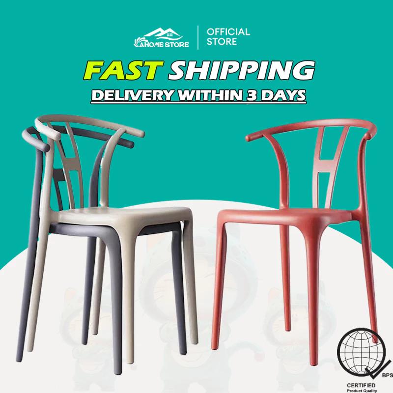 Nordic Chair Dining Chairs Stackable Plastic Chair with Backrest ...