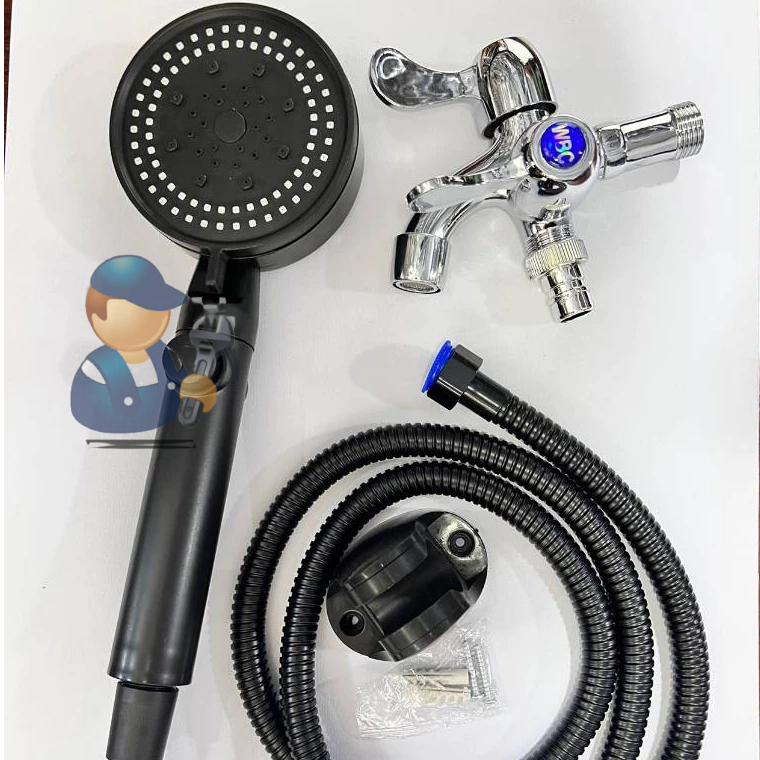 489 Shower Head With Hose Set Black Shower Sprayer Handheld Rain