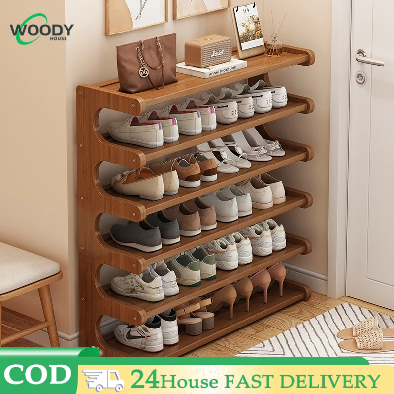 Bamboo Shoe Rack 3/4/5/6 Layers wooden shoe rack show rack organizer ...