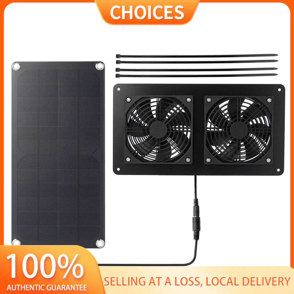 Solar Powered Dual Fan Panel Fan 10W Weatherproof solar panel kit for ...
