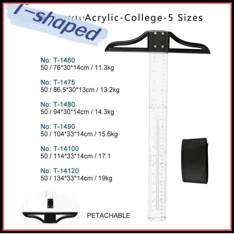 80/70/60/45CM TSquare Ruler Acrylic Transparent T-Ruler for Art Framing ...