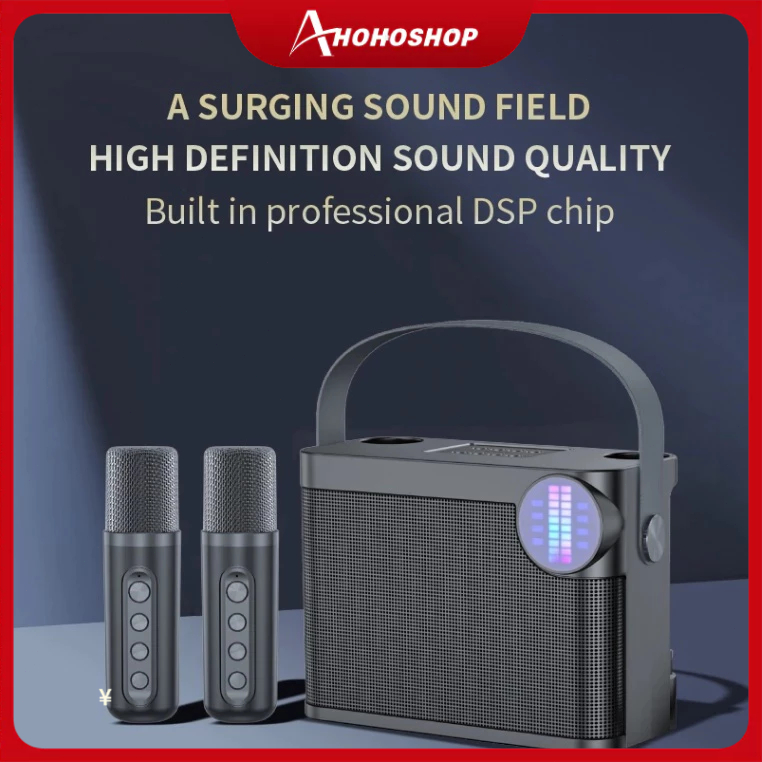 Portable Wireless Karaoke Speaker Dual Microphone Bluetooth System for ...