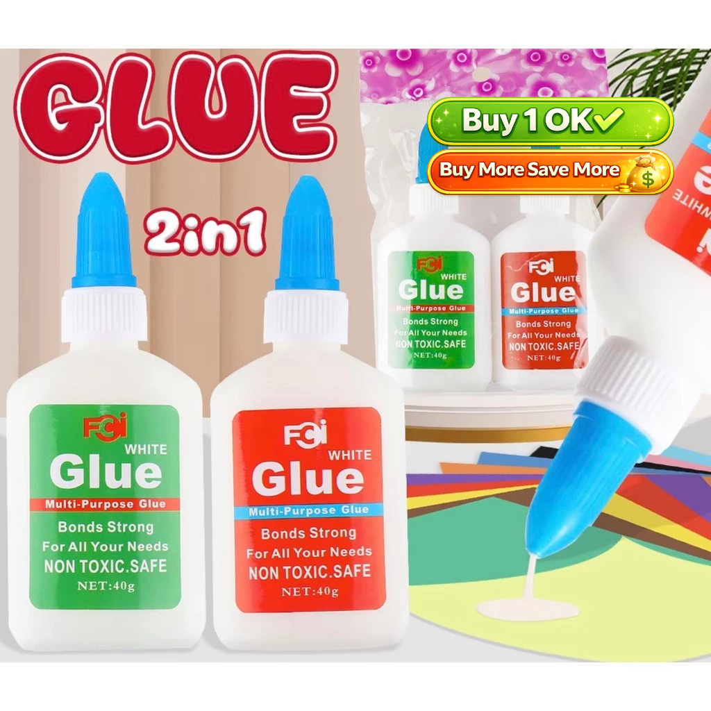2 IN 1 White Glue 40g Student Hand Work School Supplies Office Supplies ...