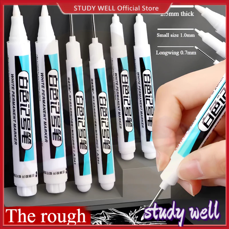Waterproof white marker pen 0.7 1.0 2.5mm permanent paint pen for ...