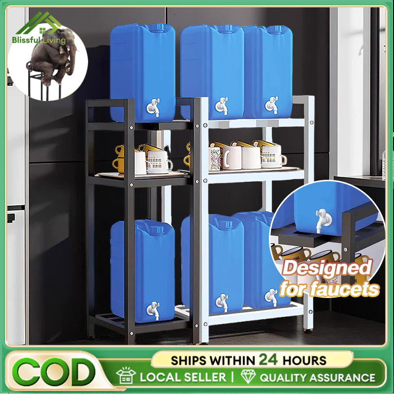 3 Layer Water Rack Stand Water Container Rack Stand Metal Water Gallon ...