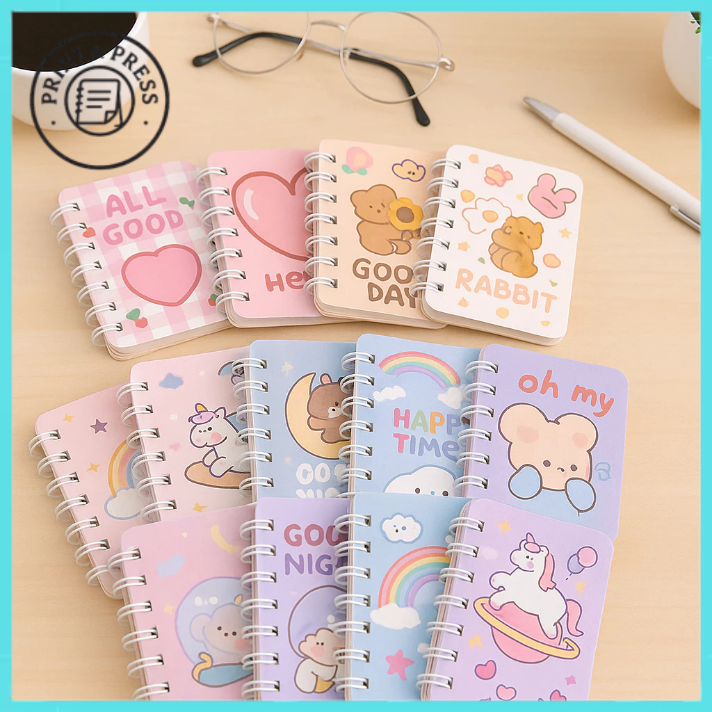 1PCS A7 Cute Mini Spiral Notebook Cartoon Notepad Coil Book for School ...
