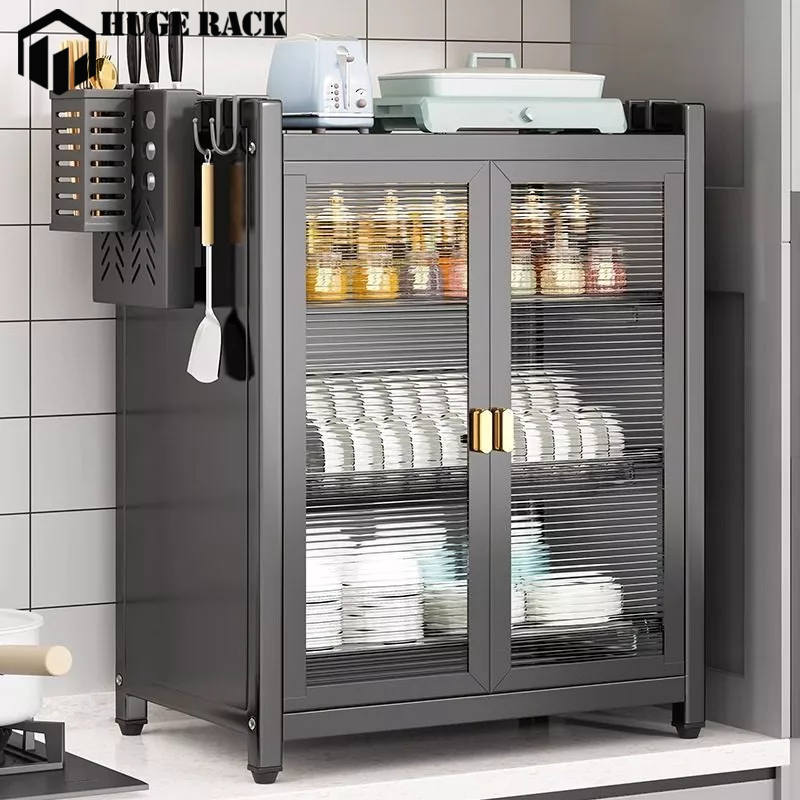 Kitchen Dish Cabinet Multi-functional Dish Rack Dustproof Dish Drainer ...