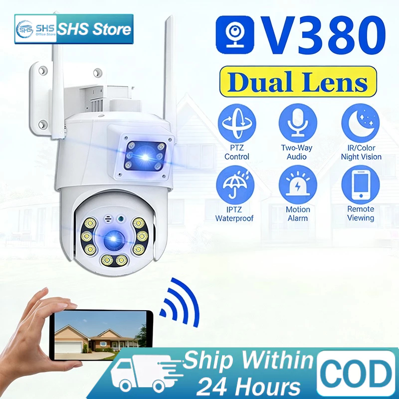 V380 CCTV 1080P Dual Lens Camera No Needed WiFi Outdoor waterproof ...