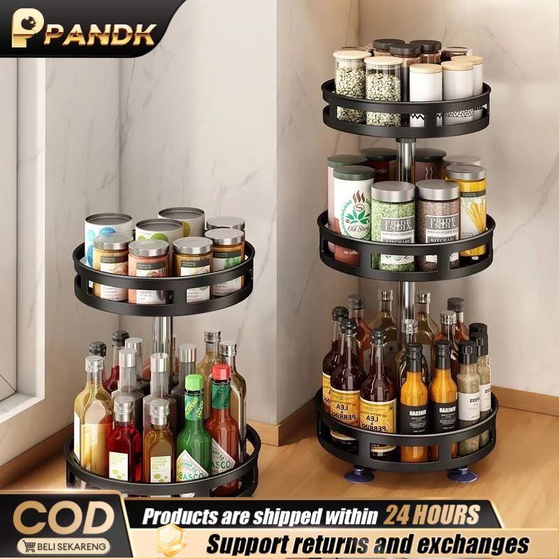 360° Condiments Organizers Rotating Spice Rack Adjustable Kitchen Spice ...