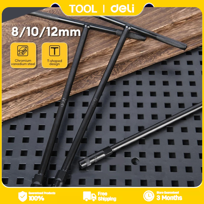 Deli Tools T-type Wrench Multi Function 8mm 10mm 12mm Black Wrench Tool ...