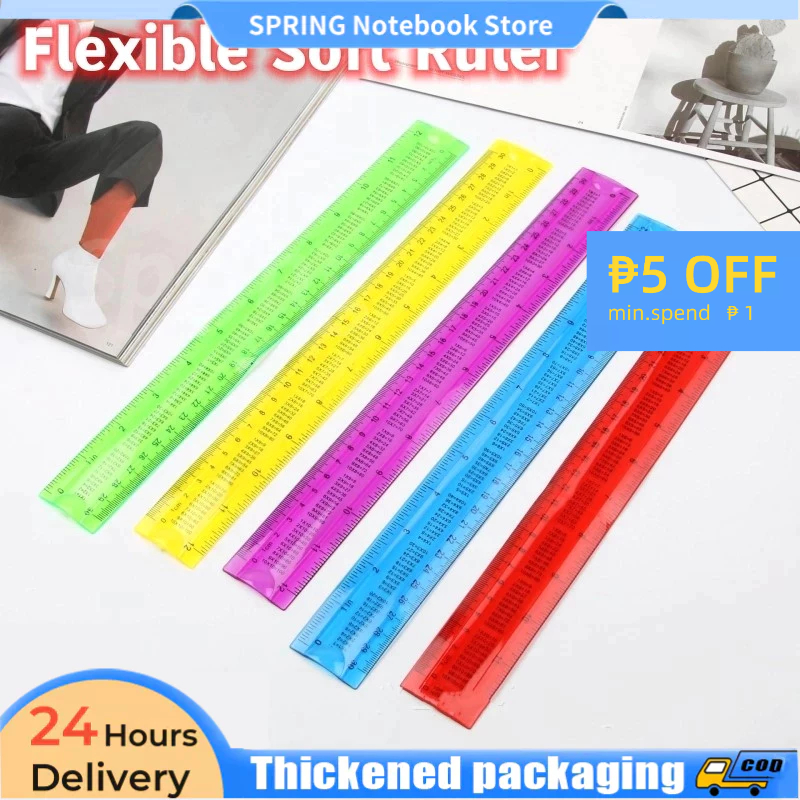 30CM Candy Color Ruler Flexible Soft Unbreakable Multifunctional ...