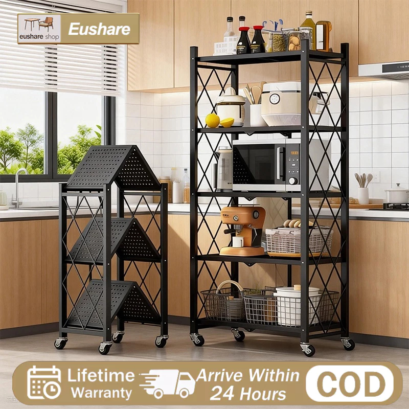 Metal Foldable Rack Kitchen Rack Organizer 4/5 layer metal rack shelf ...