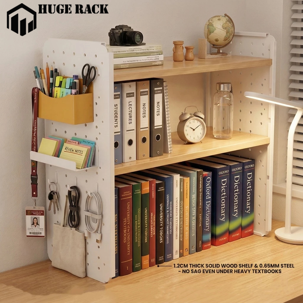 Tabletop Bookshelf Study Rack With Perforated Board Desktop Rack School ...