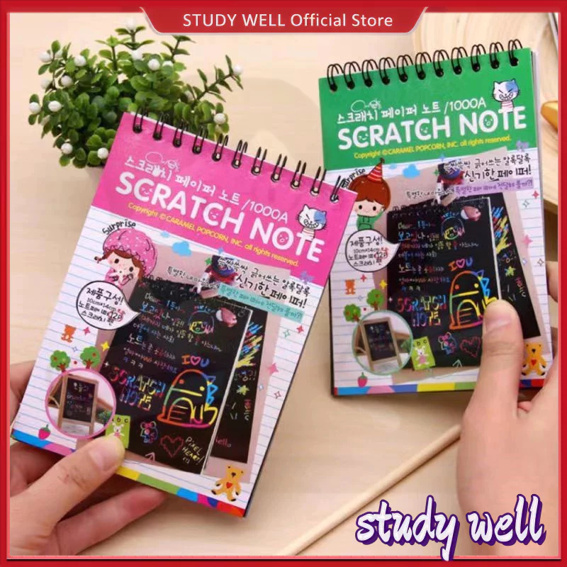 10 Sheets Kids Scratch Coloring Book Mini Drawing Painting Black Paper ...