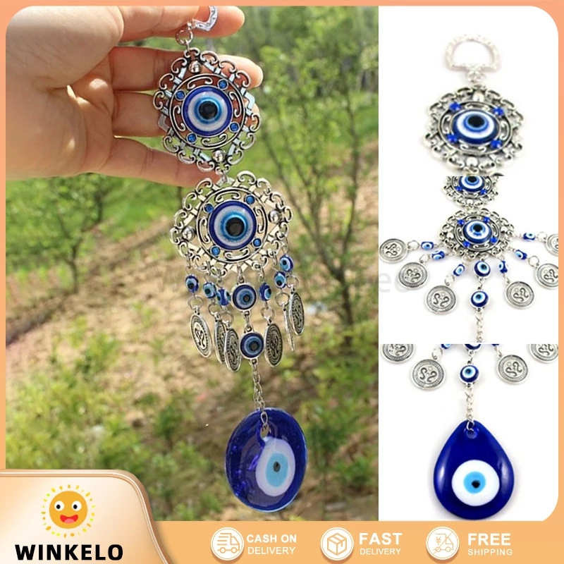 Evil Eye Turkish Blue Wind Chimes Amulet Keychain Phone Charm Home Wall ...