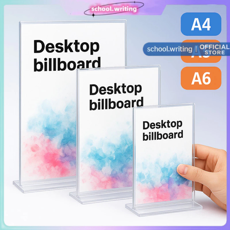 A4 A5 A6 Acrylic Menu Display Stand Double Side Clear Desk T Type Ad ...