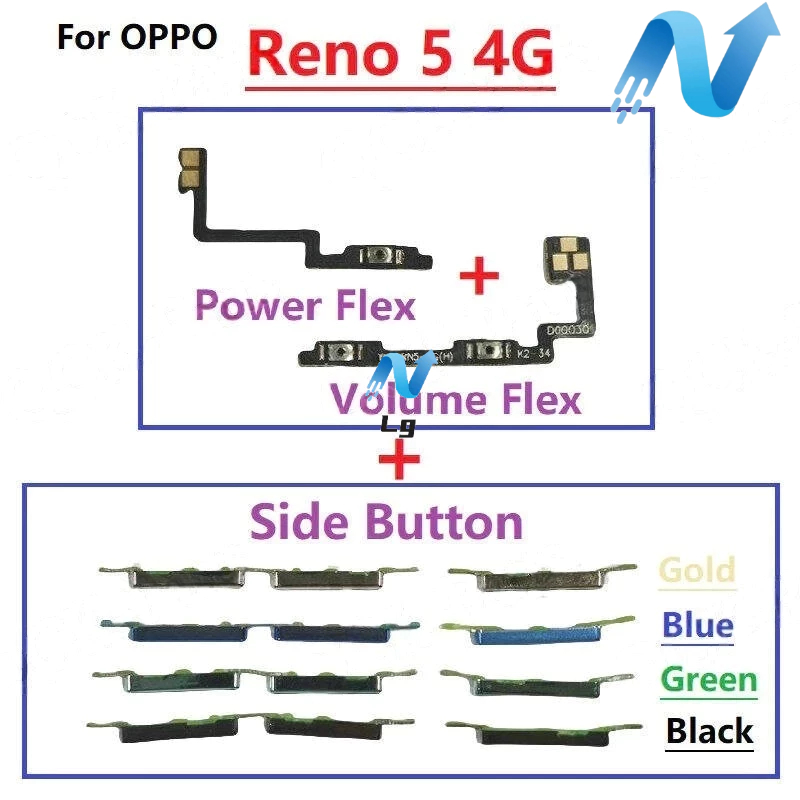 For OPPO Reno 5 4G Power ON OFF Mute Switch Control Key Volume Button ...
