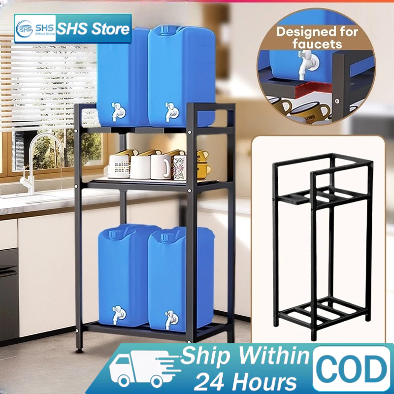 Water Container Rack 3 Layer Storage Rack Gallon Rack Stand Stainless ...
