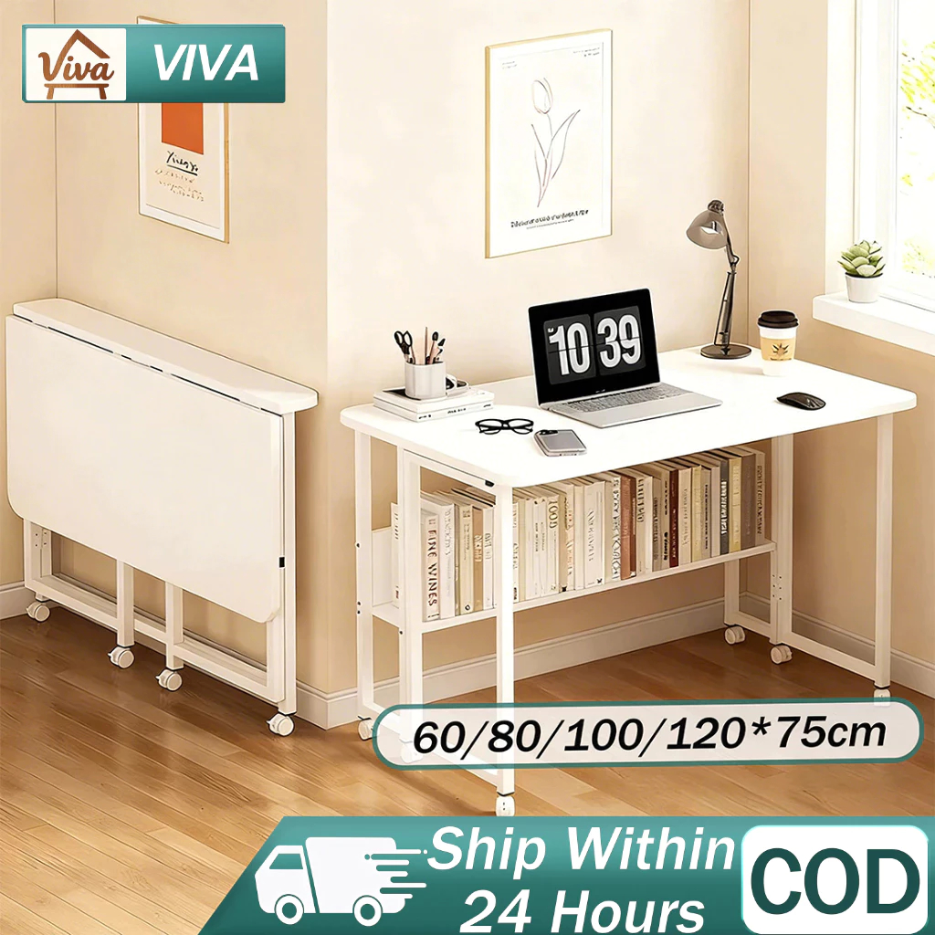 Foldable Table With Wheels Study Table Computer Table For Adults ...