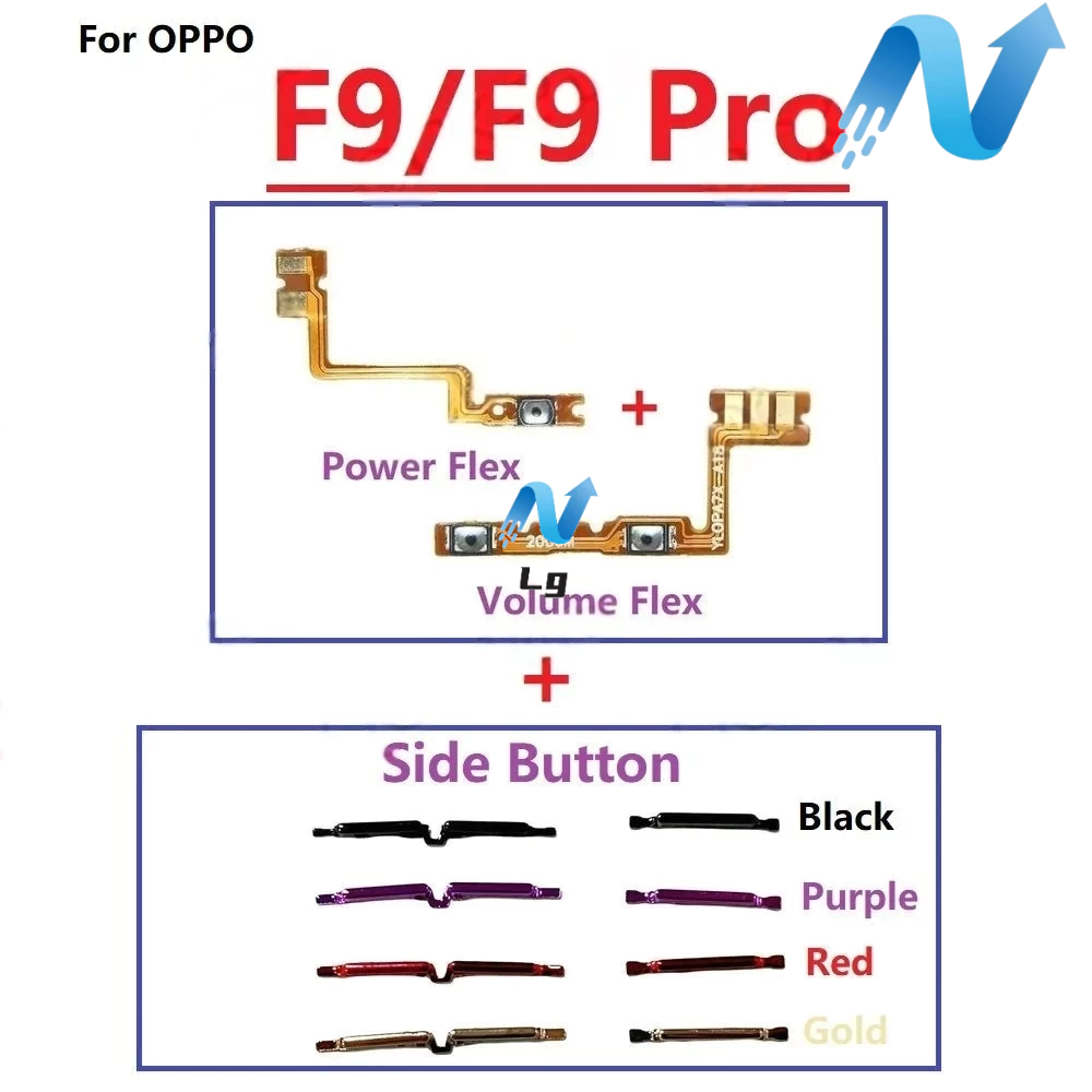 For OPPO F9 Pro Power on / off Switch Button Side Volume Up Down ...