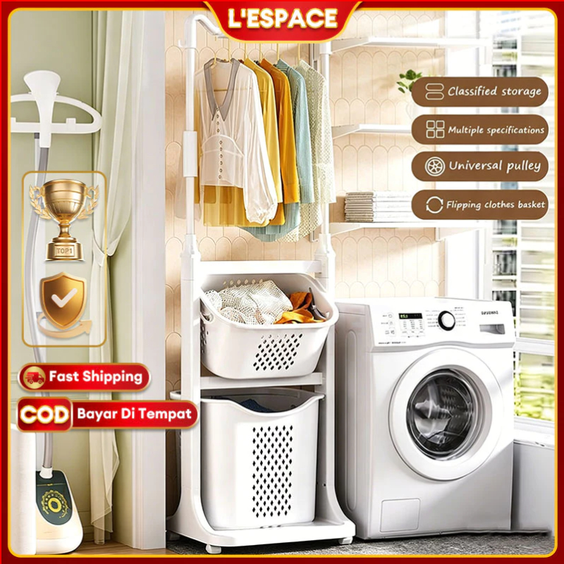 Laundry Basket Landing Clothing Holder Hanger Balcony Rack Multi ...