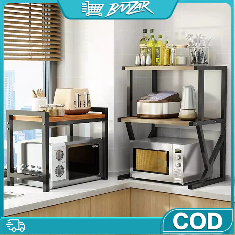 2/3 Tier Wooden Kitchen Racks Multi-purpose Storage Rack Microwave ...