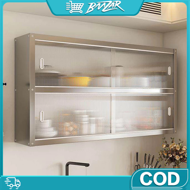 Kitchen Storage Cabinet Stainless Steel Wall Mounted Single Layer ...