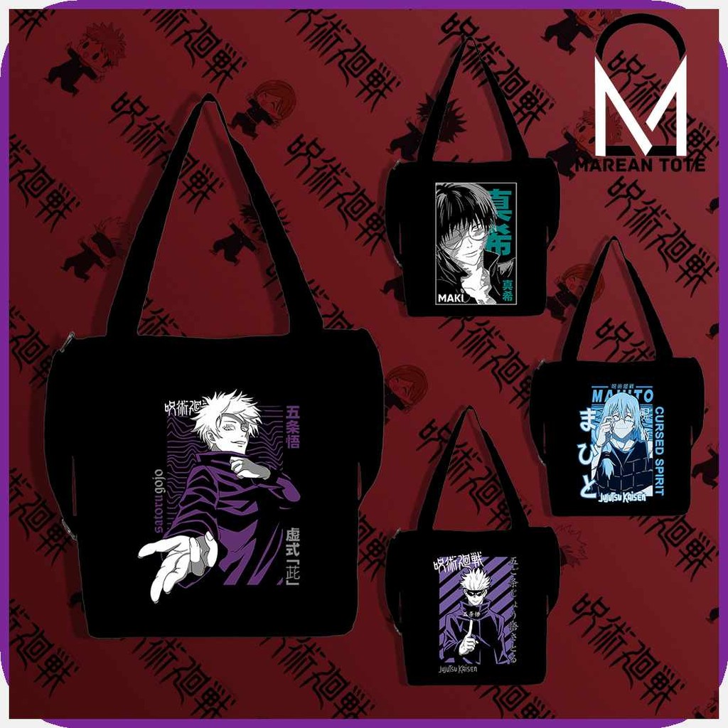 Anime Jujutsu Kaisen Tote Bags Student Cartoon Shoulder Bag Réutilisable Cotton Shopper Shopping