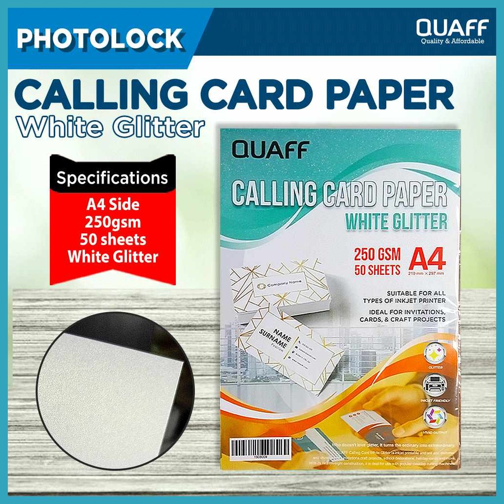 QUAFF'p]Yb.Calling.At]Card.ws]Paper.qU]250GSM.IA]A4.uG^White(Glitter ...