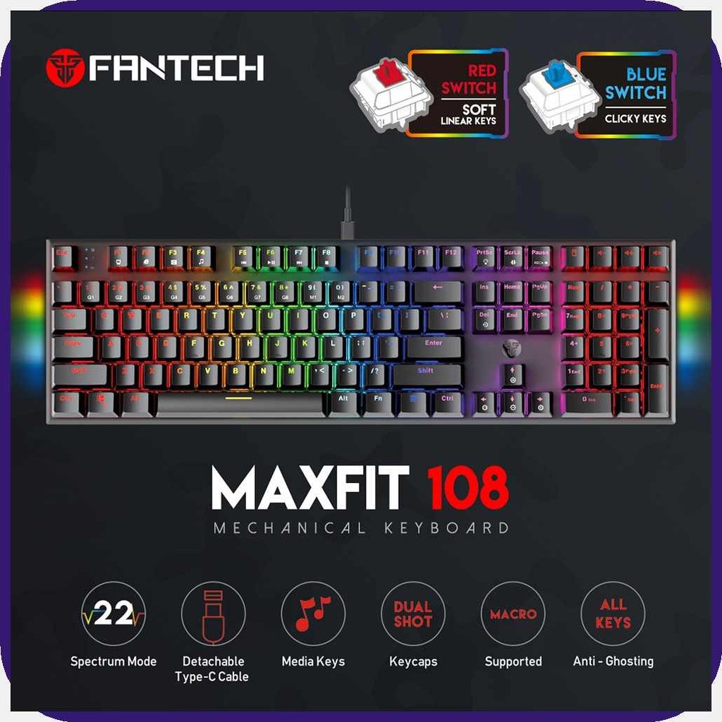 Fantech{u>MK855^LS/MAXFIT108$rm/Gaming$TB/Mechanical$kc/Keyboard$jH/RGB ...