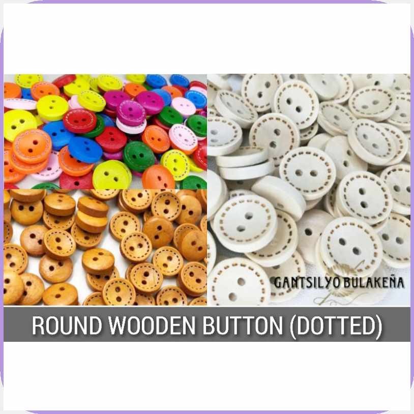 Wooden Sewing)VH>Buttons)KD>Plain/Colored)IB>Dotted)Xa>Round 15mm / 9mm ...