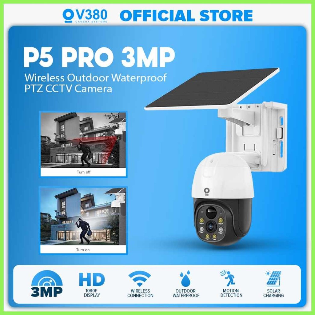 V380,V#P5 Pg+Eh+Ux+UA+xI+UH+GN Pro 4G Solar Power 3MP Wireless Outdoor ...