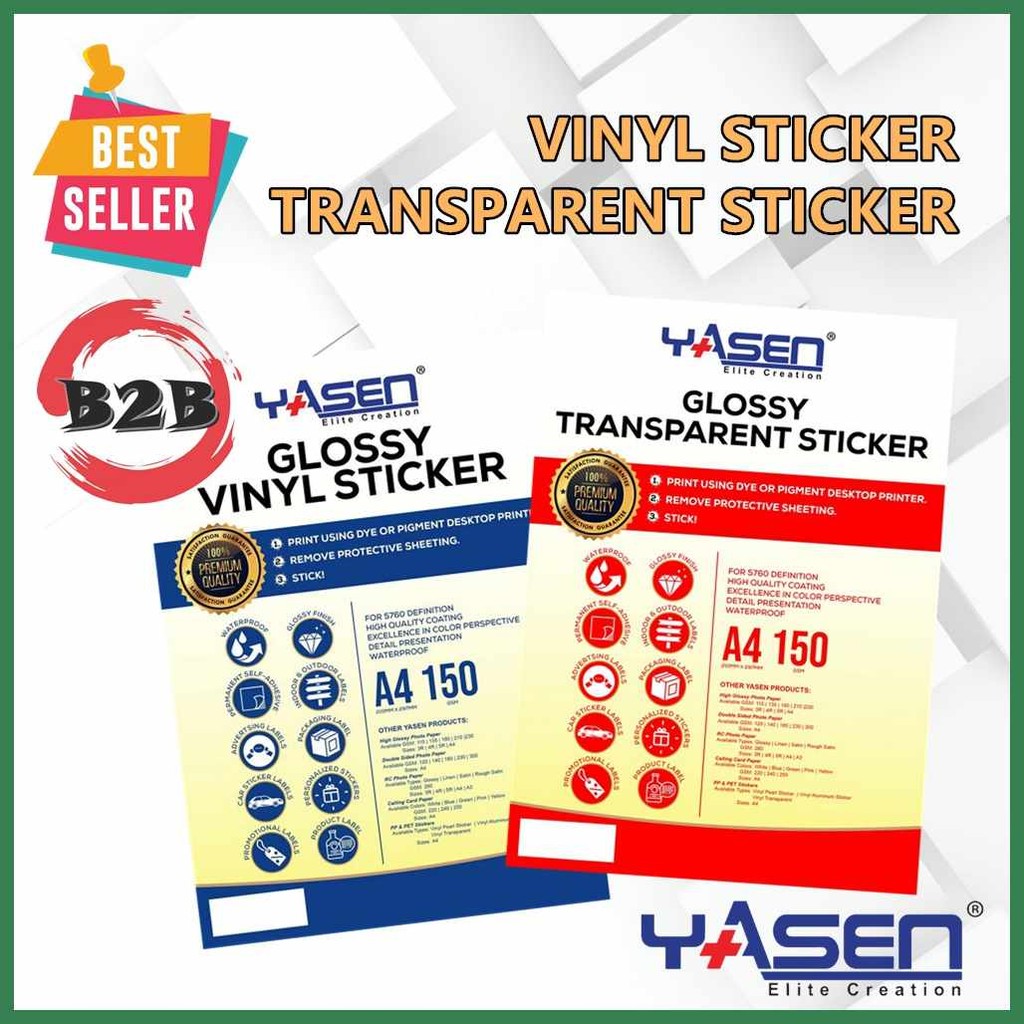 Yasen>yA:Transparent%N'Vinyl-FWhiteSVinlyGLaberCBStickerNTPapertZA4 ...