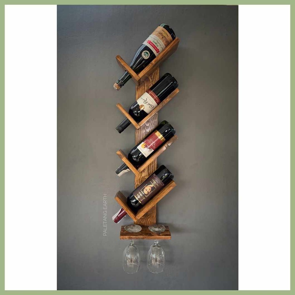 4-Layer=oe{Wooden!w^Wall-mounted}dt>Hanging)fZ>Wine)DV>Rack | Shopee ...