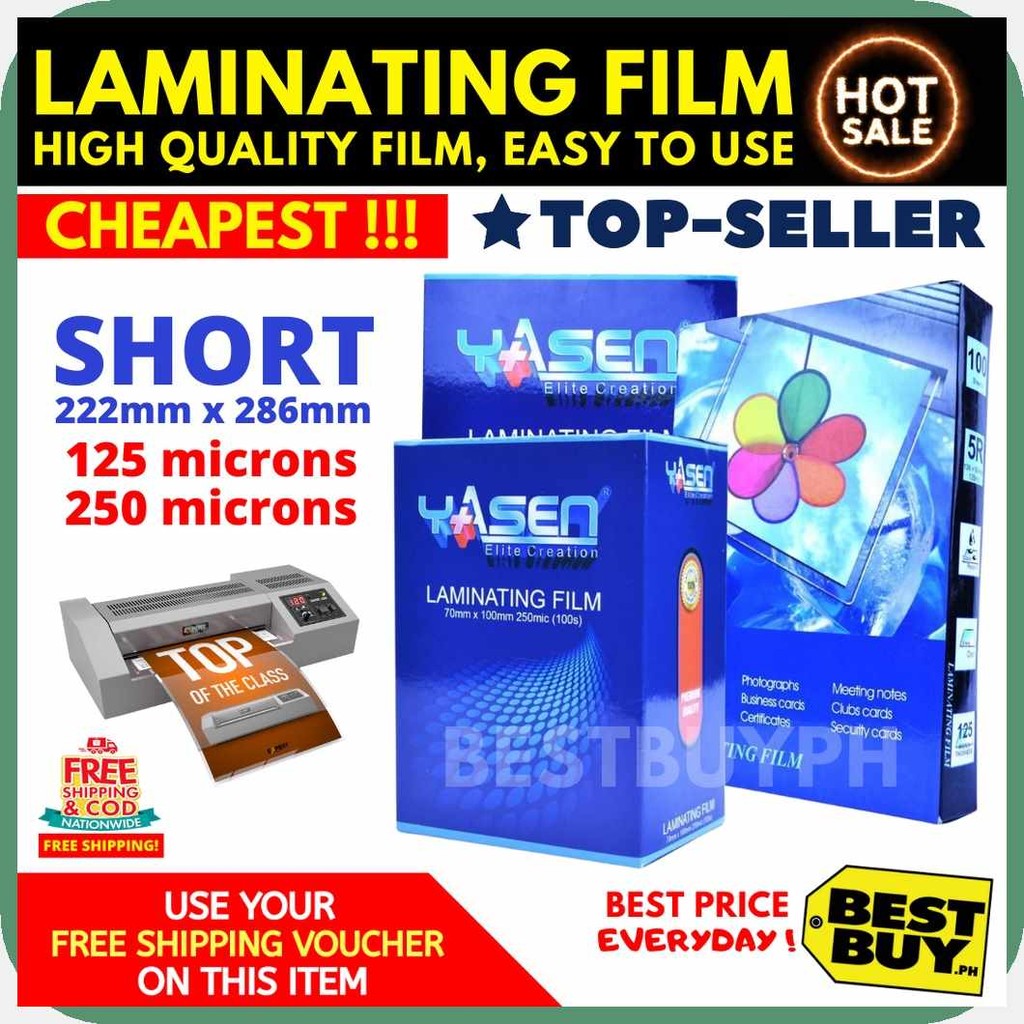 YASEN(R(b*Laminating%cp_Film:zG_-:NR_SHORT:Wp_(100sheets) | Shopee ...