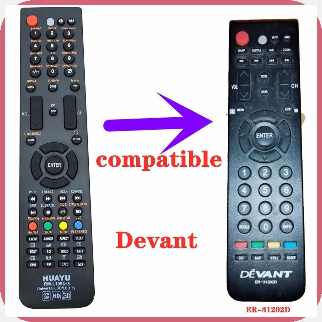 Universal#C%DV_Remote:Re_Control;R`Replacement;a`For;s`Devant;P`LED;q ...