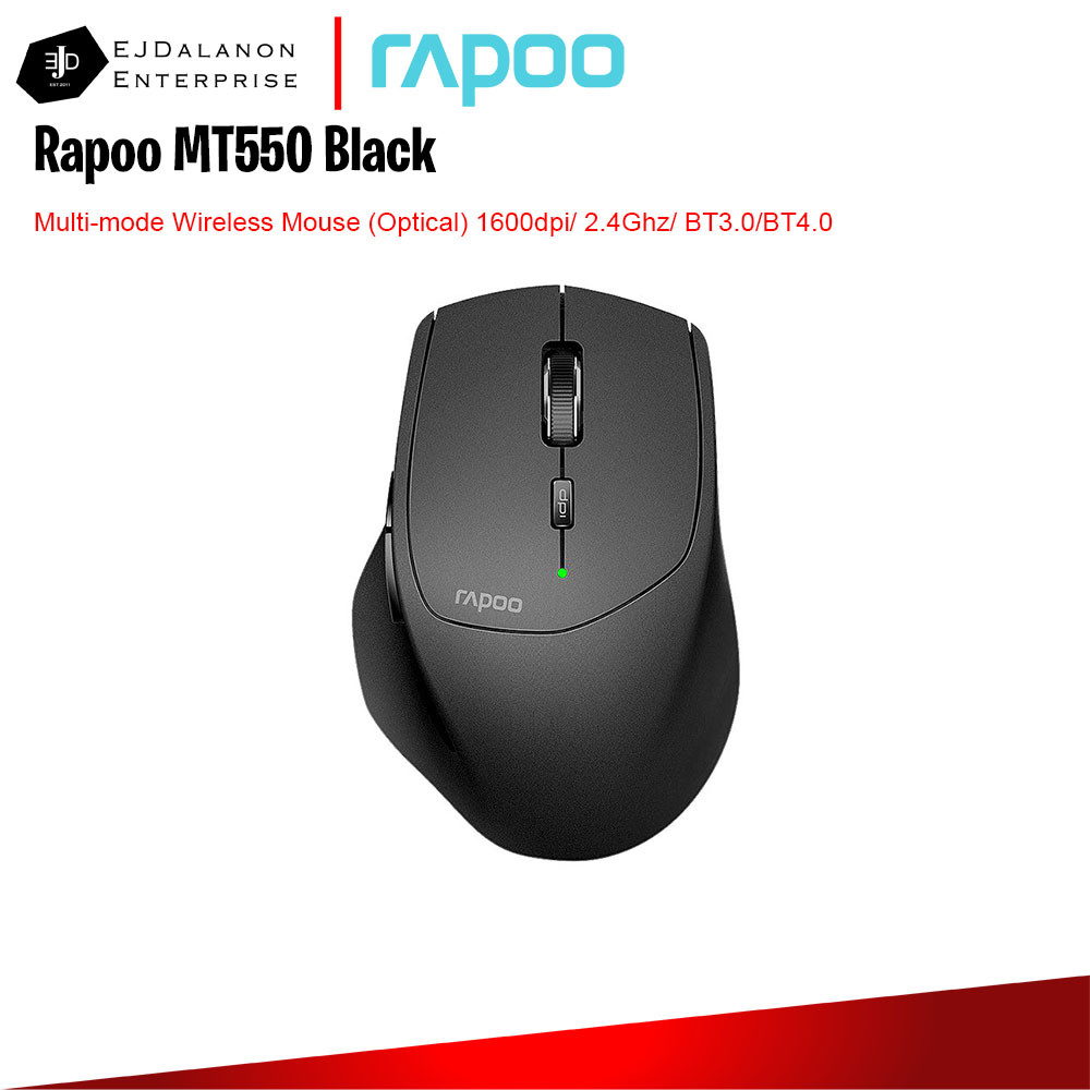 Rapoo MT550 Black Multi-mode Wireless Ergonomic Optical Mouse ...